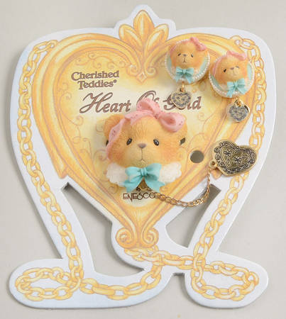 Cherished Teddies Pin and Earring Heart Of Gold  - No Box