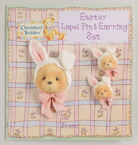 Cherished Teddies Pin and Earring Easter  - No Box