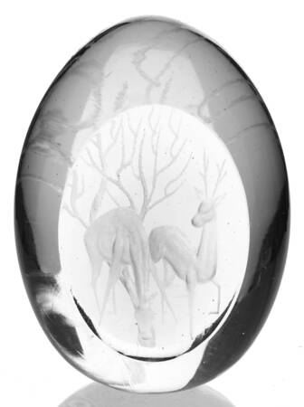 Crystal Paperweight Deer Pair - No Box