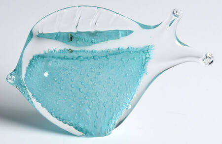 Crystal Paperweight Tropical Fish - Teal - No Box