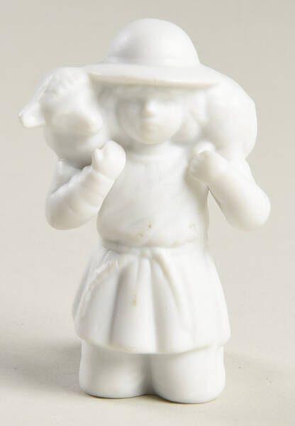 White Bisque Nativity Kneeling Shepherd With Lamb - No Box