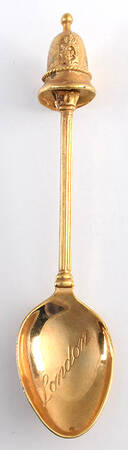 Goldplated Souvenir Spoons Bobby Helmet London - No Box
