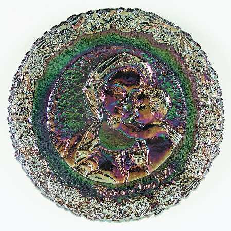 Mother'S Day Plate-Carnival Glass Madonna/Child W/Pomegranate  - Boxed