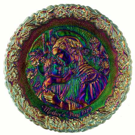 Mother'S Day Plate-Carnival Glass Madonna Of The Rose Hedge - Boxed