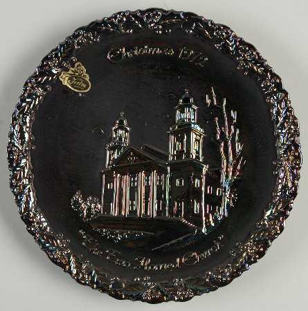 Fenton Christmas Plate-Carnival Two-Horned Church - Boxed