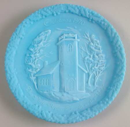 Fenton Christmas Plate-Blue Satin Glass by Fenton