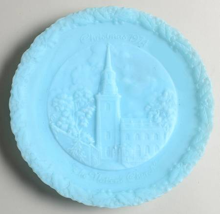 Fenton Christmas Plate-Blue Satin Glass The Nation's Church - Boxed