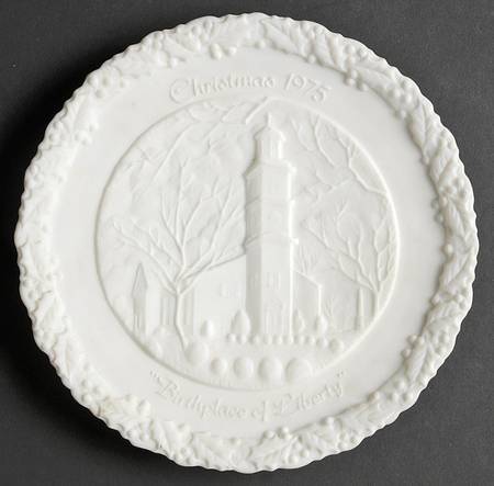 Fenton Christmas Plate-White Satin Glass by Fenton