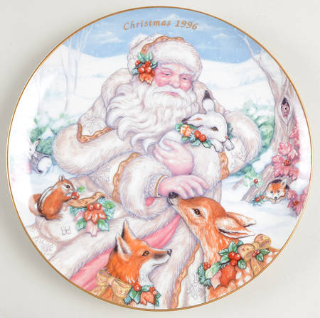 Fitz & Floyd Annual Christmas Plate Santa's Journey Through The Snowy Woods  - Boxed