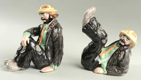 Emmett Kelly Jr-Figurine Bookends-Pair-Ceramic - Boxed