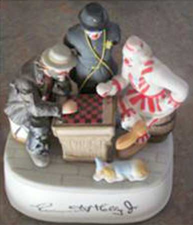 Flambro Musical Figurine Fair Game-W/ A Little Bit Of Luck - Boxed