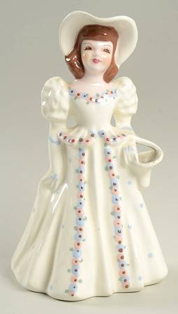 Florence Ceramics Figurine Bee-White & Blue-Flower Holder - No Box