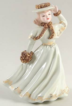 Florence Ceramics Figurine Fall-White & Gold Muffs - No Box