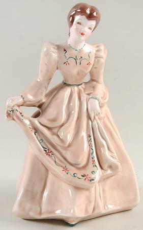 Florence Ceramics Figurine Beth-Beige/Green Decorated - No Box