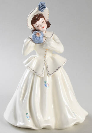 Florence Ceramics Figurine Linda Lou-White & Gold,Floral - No Box