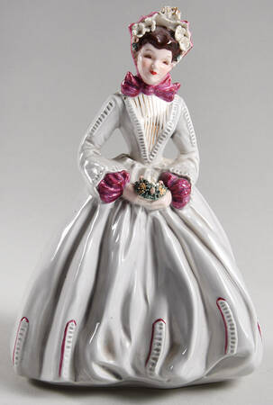 Florence Ceramics Figurine Sue Ellen-Grey With Pink Trim - No Box