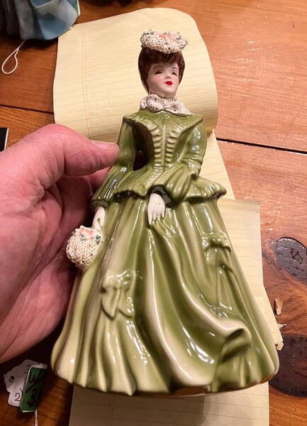 Florence Ceramics Figurine Sarah-Green W/White Trim-Fancy - No Box