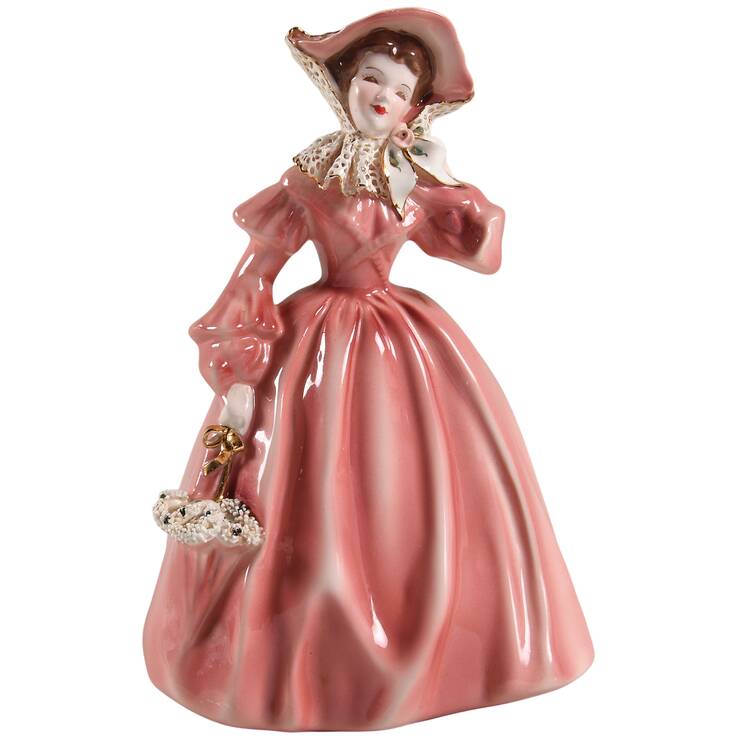 Florence Ceramics Figurine Louise-Pink With White Lace - No Box
