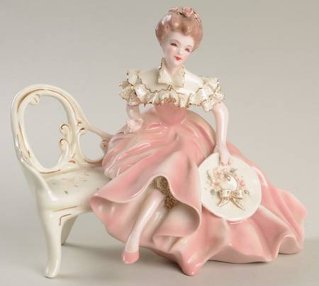 Florence Ceramics Figurine Catherine-Pink Dress With Hat - No Box
