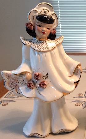 Florence Ceramics Figurine Chinese Girl-White/Beige Trim - No Box