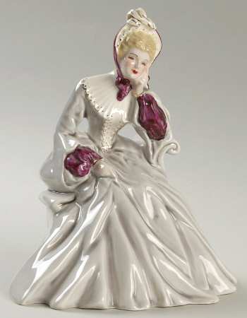 Florence Ceramics Figurine Rebecca-Gray With Violet Trim - No Box