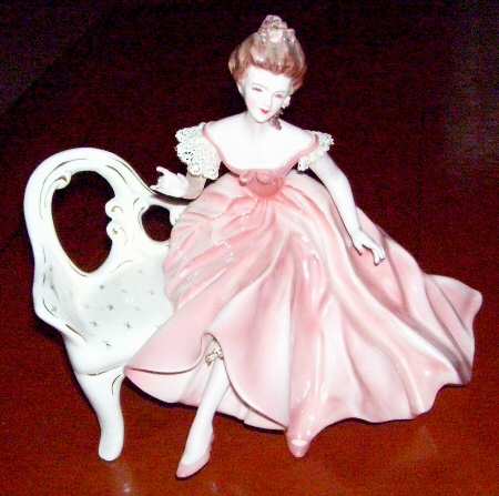 Florence Ceramics Figurine Catherine-Pink Dress Without Hat - No Box