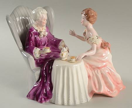 Florence Ceramics Figurine Grandmother & I-Violet/Pink - No Box