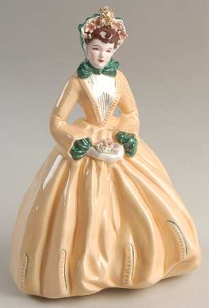 Florence Ceramics Figurine Sue Ellen-Beige With Teal Trim - No Box