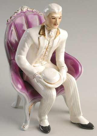Florence Ceramics Figurine Edward-Ivry&Gd Suit,Pk Chair, Wh Hat - No Box