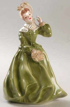 Florence Ceramics Figurine Clarissa-Green-Fancy - No Box