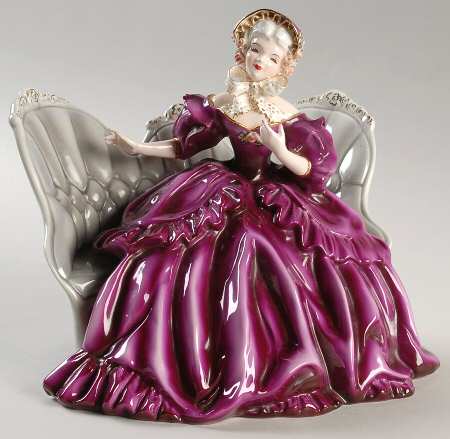 Florence Ceramics Figurine Victoria - Magenta With Hat - No Box