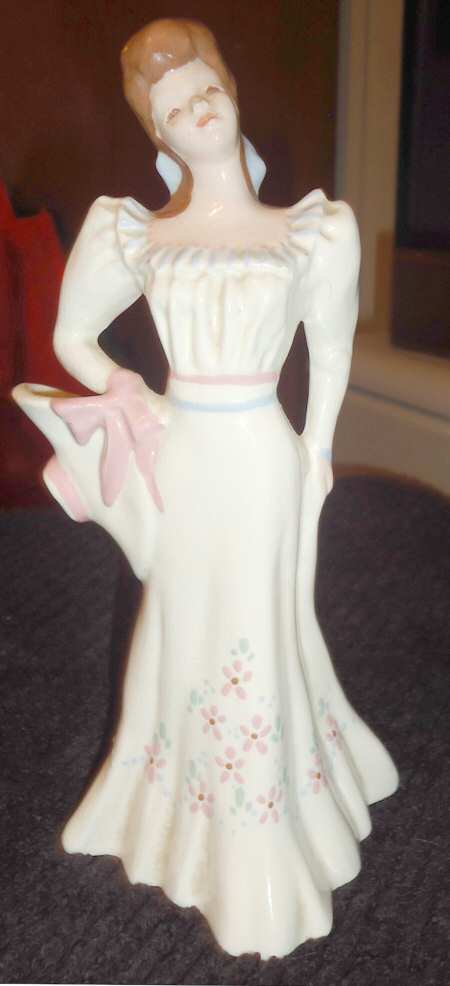 Florence Ceramics Figurine Cream&Pink Trim Scarf&Hat - No Box