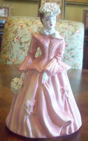 Florence Ceramics Figurine Sarah-Pink W/White Trim-Fancy - No Box 420