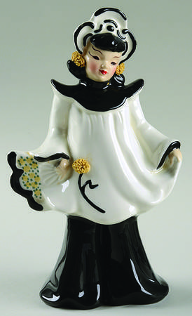 Florence Ceramics Figurine Chinese Girl-Black And White - No Box