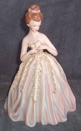 Florence Ceramics Figurine Love Letter-Blue/Pink Dress - No Box