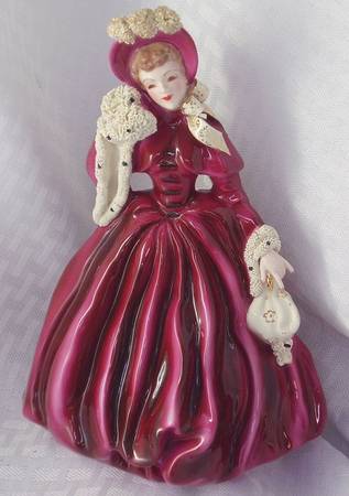 Florence Ceramics Figurine Scarlett-Magenta Dress - No Box