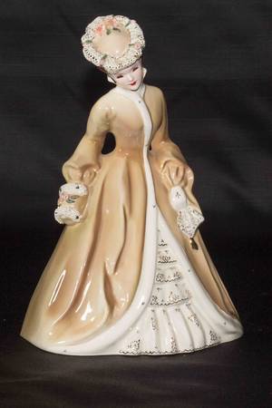 Florence Ceramics Figurine Genevieve-Beige Dress/Fancy - No Box