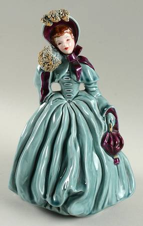 Florence Ceramics Figurine Scarlett-Teal W/ Red - No Box