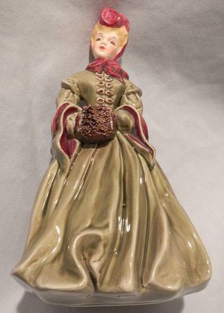 Florence Ceramics Figurine Delia-Green & Red - No Box