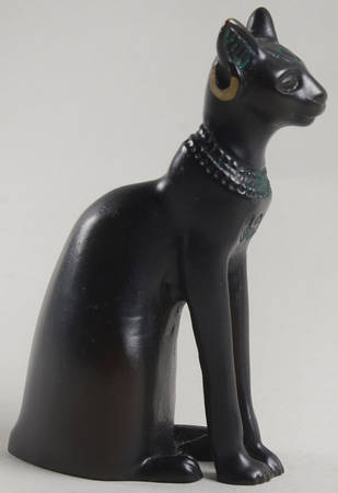 Curio Cabinet Cat Egyptian-Black - No Box