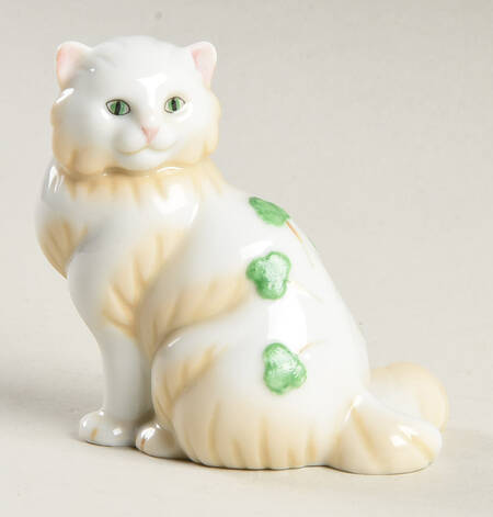 Curio Cabinet Cat Belleek Style - No Box