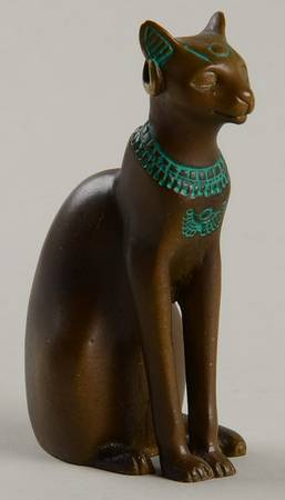 Curio Cabinet Cat Egyptian-Bronze - No Box