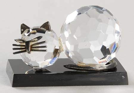 Curio Cabinet Cat Cut Crystal - No Box