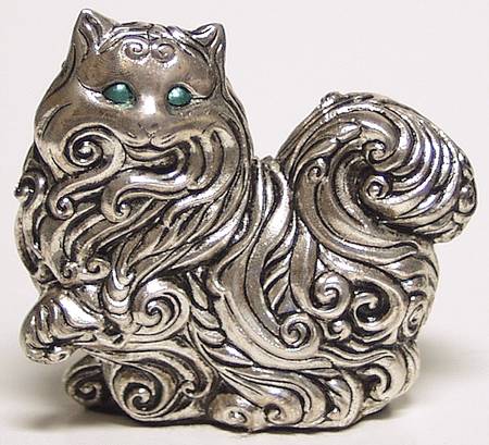 Curio Cabinet Cat Art Nouveau Pewter - No Box