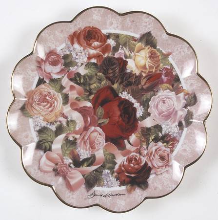 Franklin Mint Plates Victorian Rose Bouquet - No Box