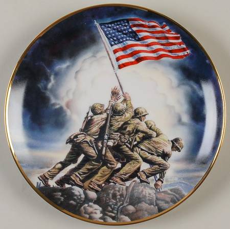 Franklin Mint Plates Raising Of The Flag On Iwo Jima - No Box