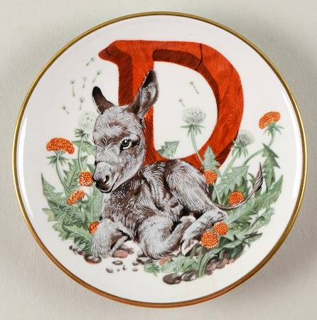 Animal Alphabet Miniature Plates D Is For Donkey - No Box