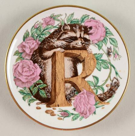 Animal Alphabet Miniature Plates R Is For Raccoon - No Box