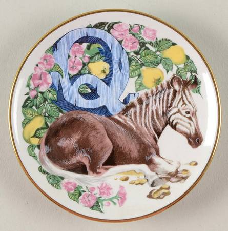 Animal Alphabet Miniature Plates Q Is For Quagga - No Box