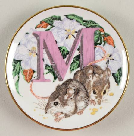Animal Alphabet Miniature Plates M Is For Mouse - No Box